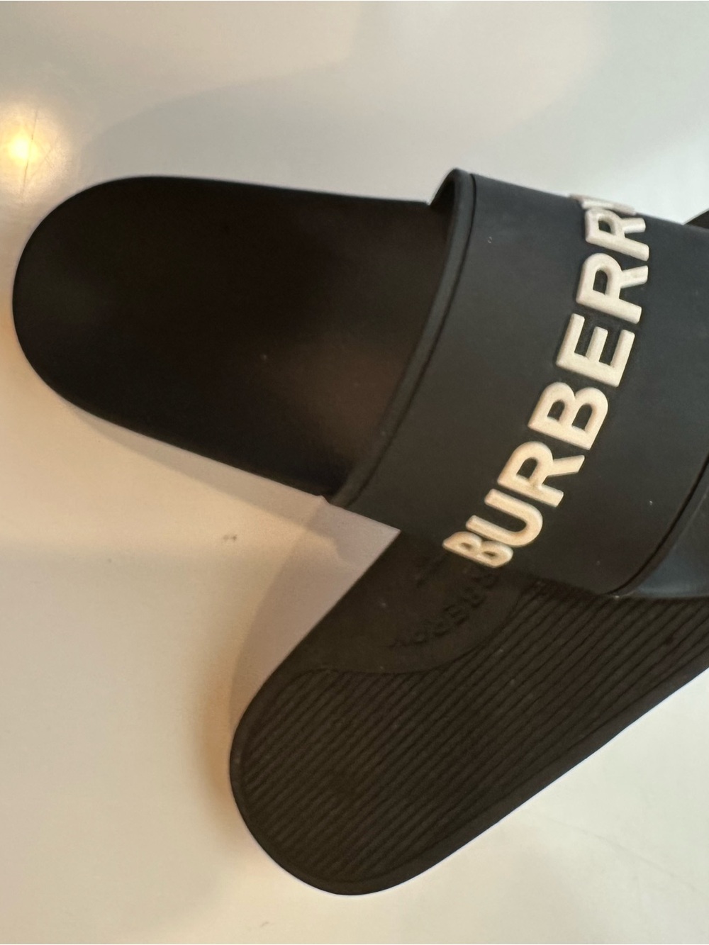 Burberry Black Slide Sandals with White Logo size 40 US 9 - Picture 4 of 5
